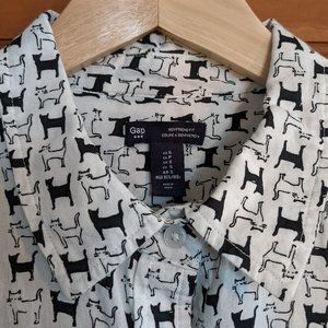 Cat Print Boyfriend Button Down